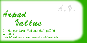 arpad vallus business card